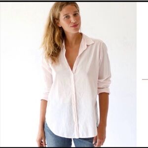 Xirena Beau Button Down Shirt Medium Blush Pale Pink Lagenlook Coastal Beachy